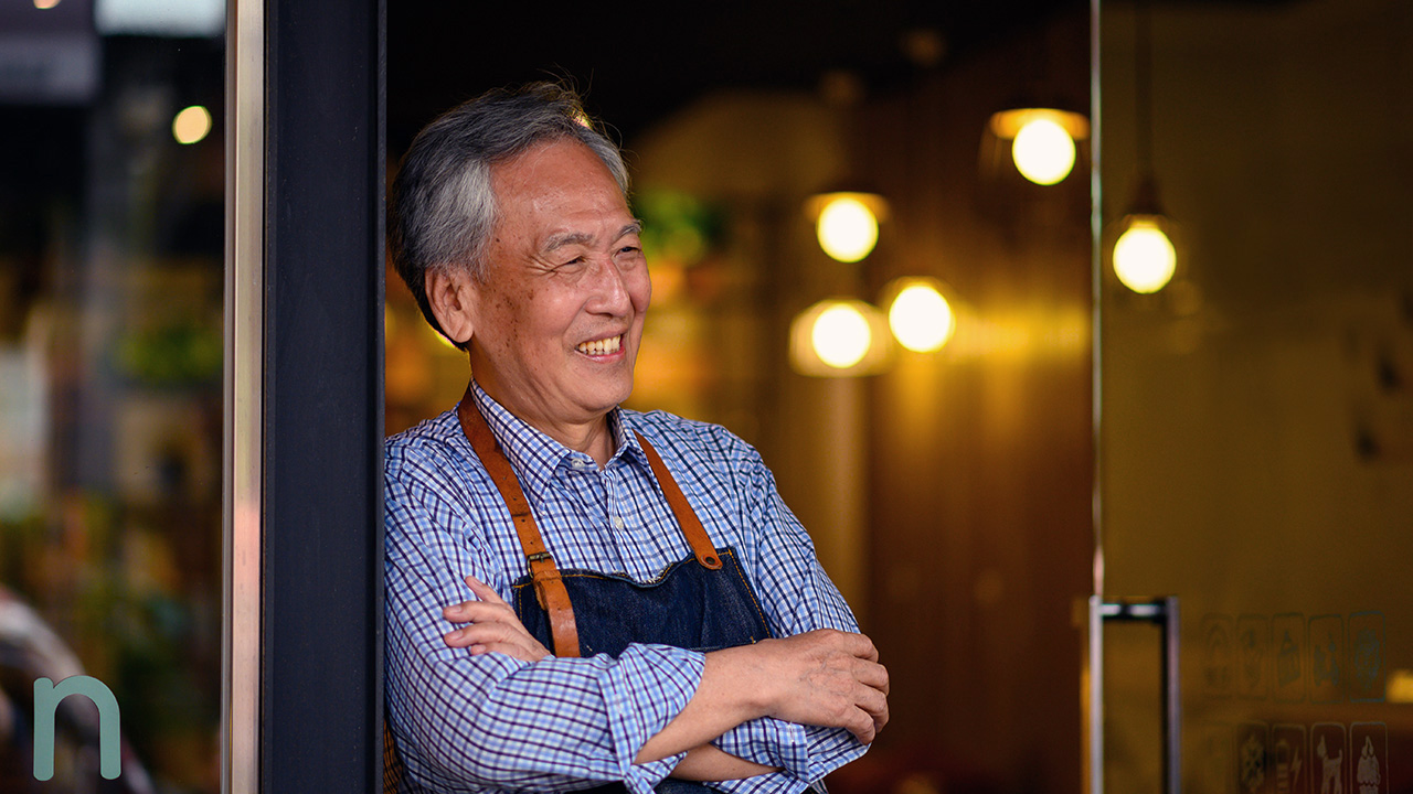 Old business man smilling