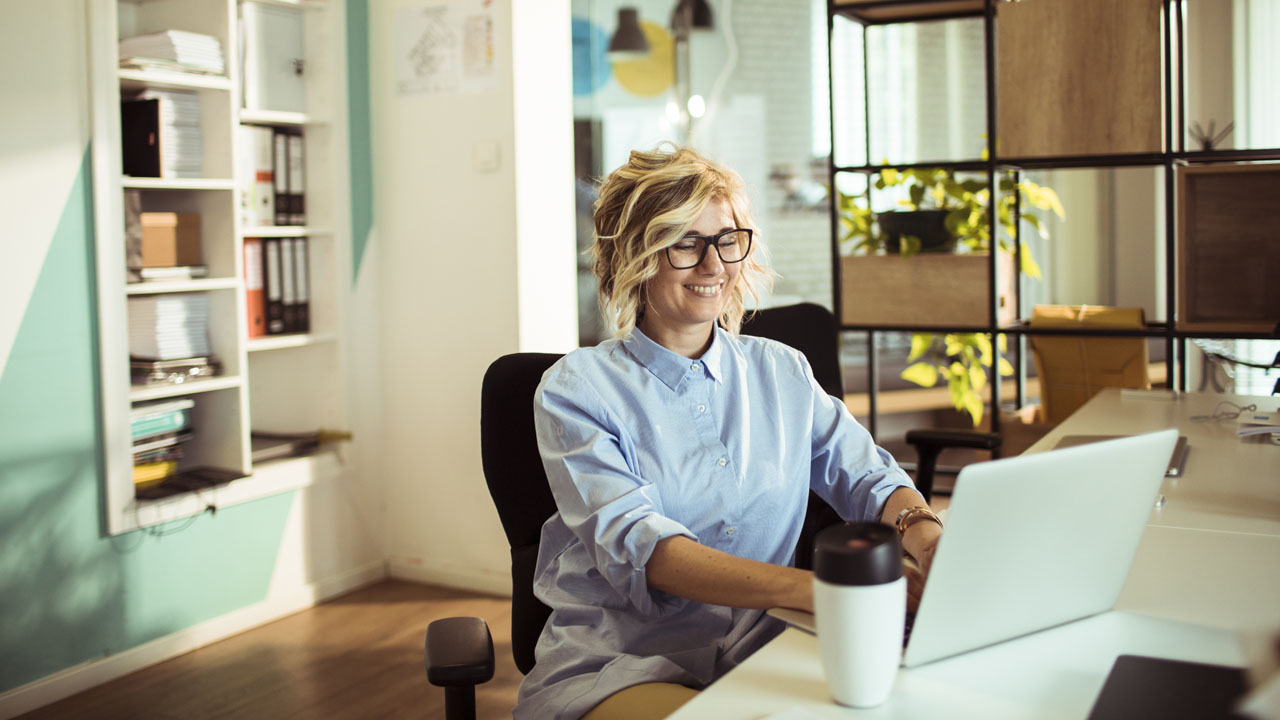 Woman working on her laptop